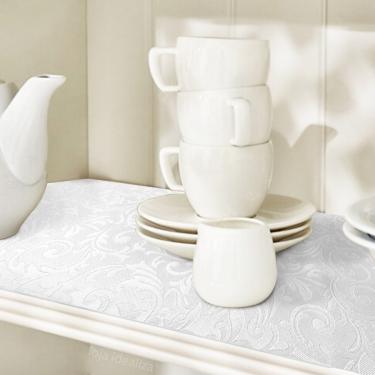 Imagem de Forro Armário Gaveta Prateleira Arabesco Branco 10M X 45cm