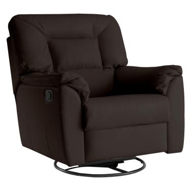 Imagem de Poltrona Reclinável Giratória com Balanço Doha Couro Tabaco - Gran Belo