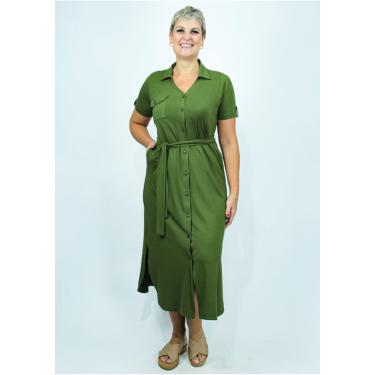 Imagem de Vestido Chemise Pau a Pique Manga Curta Verde
