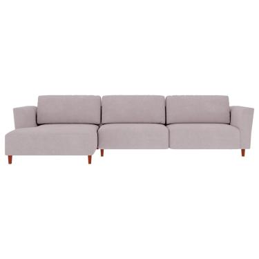 Imagem de Sofá 365cm com Chaise Esquerda Franz Suede Rosê - Gran Belo