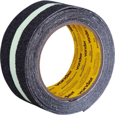 Imagem de Fita antiderrapante 50 mm x 5 m preta com faixa neon fotoluminescente Vonder