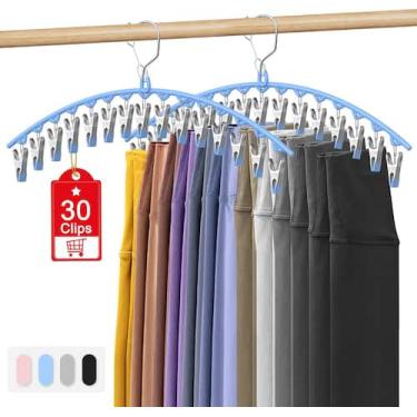 Imagem de Calças e cabides Besslly Upgrade com clipes para 30 leggings azuis, pa
