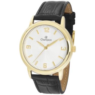 Imagem de Relógio Feminino Aço Inoxidável Dourado Pulseira de Couro Analógico Original Resistente a água Champion CN20408B
