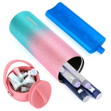 Imagem de Estojo de viagem para refrigerador de insulina YOUSHARES - Garrafa de resfriamento não elétrica de 48 horas com bolsa de gelo aprovada pela TSA, estojo de transporte médico portátil para 1 a 5 EpiPens