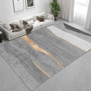 Imagem de Tapete minimalista para sala de estar, sofá, mesa de centro, tapete de chão, fácil de limpar, tapete para armário, decoração para casa (160 x 230 cm, 63 x 90 polegadas/cinza claro)