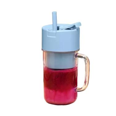Imagem de Copo Caneca Liquidificador Mini Juicer 420ml Com 6 Laminas Tampa E Canudo Recarregavel Portatil Processador De Alimentos Blender(azul 1 peça)