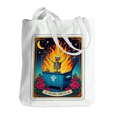 Imagem de Carta de tarô de esqueleto engraçado caveira gótica bruxa material de bruxaria suprimentos de lona gótica sacola de compras reutilizável 04, Skeletoncard 00870, 13.8 x 16 inches