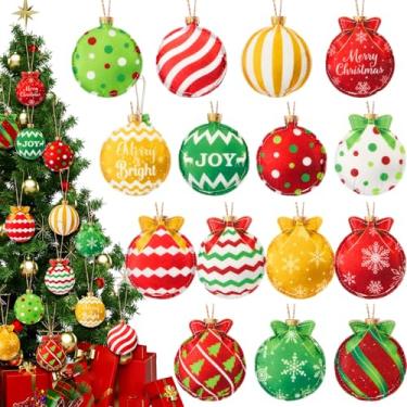 Imagem de Remerry 15 peças de enfeites de feltro de Natal bolas grandes para pendurar árvore de Natal decoração de bola de feltro para decoração de árvore de festa de Natal