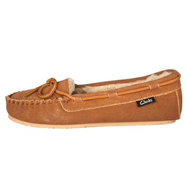 Imagem de Clarks Women's Suede Moc Indoor and Outdoor Slipper (7 M US, Cognac)