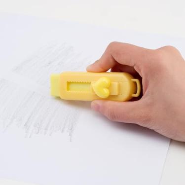 Imagem de Borracha de lápis com manga de plástico, retrátil deslizante, para desenho de escritório escolar (8,4 x 2,5 cm) amarelo