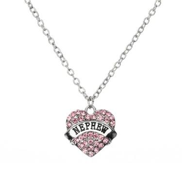 Imagem de Colar de sobrinho, presente para sobrinho de tia tio, pingente de coração para homens, presente de aniversário de Natal para sobrinhos, One Size, Strass, Sem Pedra Preciosa