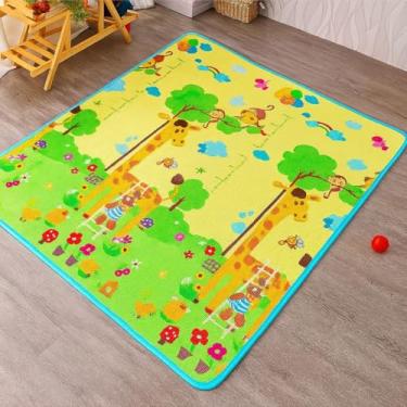 Imagem de Tapete Infantil Tatame Emborrachado Dupla Face Dobrável Térmico – Ideal para Brincadeiras, Tummy Time, Conforto e Proteção (Girafa) 1,80 x 1,50m 10mm