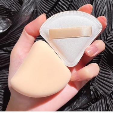 Imagem de 3 peças esponja de maquiagem em pó espesso macio seco e molhado pó de uso duplo corretivo base almofada de ar ferramentas cosméticas (estilo triangular)