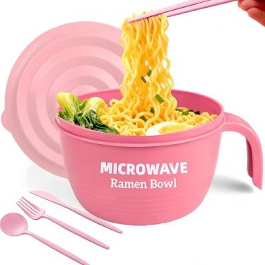 Imagem de Conjunto grande de tigelas de ramen, tigelas de macarrão ramen para micro-ondas 1,275 g, panela de ramen, panela de macarrão de micro-ondas, tigela de ramen, presente de micro-ondas para meninos