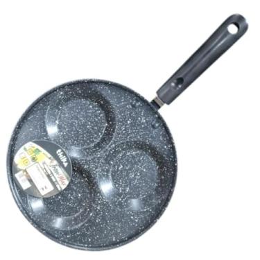 Imagem de Frigideira Com 3 Divisórias Antiaderente Para Ovos 23cm - Preta