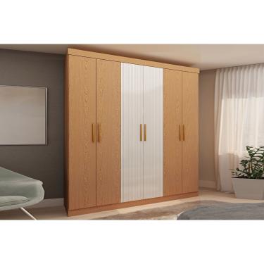 Imagem de Guarda Roupa Casal 6 Portas (2 Frisadas) e 2 Gavetas Palermo Cinamomo/White Laca - Genialflex