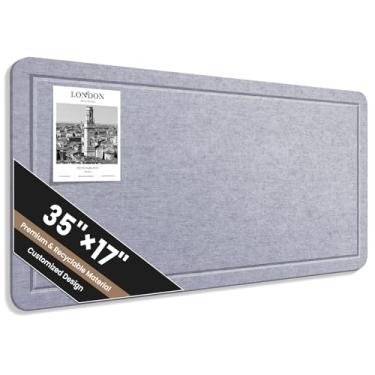 Imagem de Quadro de avisos grande, quadro de cortiça de feltro de 88 x 43 polegadas com 40 pinos, quadro de pinos de feltro dobrável, quadro de exibição de fotos com fita autoadesiva para escritório, casa