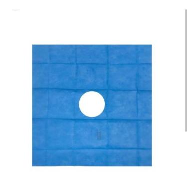 Imagem de Campo Cirúrgico Fenestrado SMS Azul, 40x40 Não Estéril - 10Und - Desca