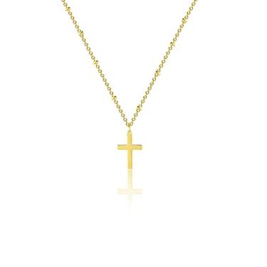 Imagem de Kyerlyn Gargantilha de barra delicada banhada a ouro 14 K para mulheres, colar de satélite de ouro bonito colar de corrente de lábios, colar de cruz com pingente de fé, gargantilha em Y