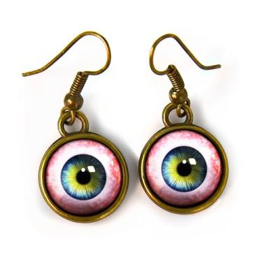 Imagem de Brincos de olho humano - Brincos de fantasia com pingente de taxidermia olho de boneca azul 22, Small, Liga de aço, Sem pedra preciosa
