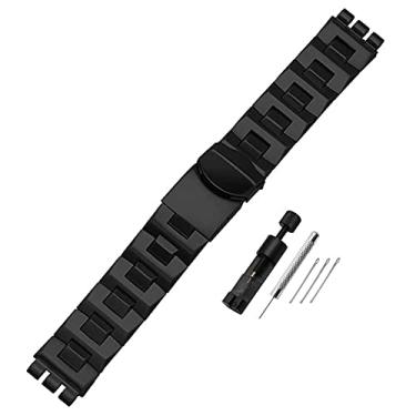 Imagem de Pulseira de relógio Choco&Man US Swatch de liberação rápida Pulseira de aço inoxidável Pulseira de substituição Pulseira de relógio Largura 19 mm de substituição para relógio masculino com ferramenta, Black(Diamond pattern), 19mm