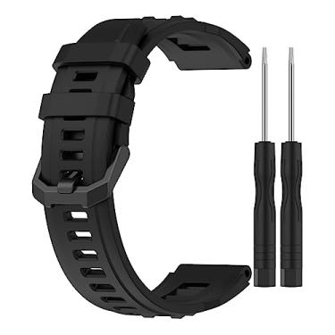 Imagem de Pulseiras de relógio compatíveis com Amazfit T-Rex Ultra Smart Watch pulseira de silicone macio substituição pulseira esportiva para mulheres e homens (preto)