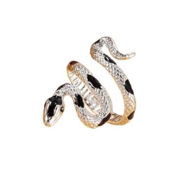 Imagem de Anéis de cobra punk gótico para mulheres, vintage, aberto, ajustável, prata, azul, vermelho, preto, esmaltado, joia de festa, Zinco, Sem pedra preciosa