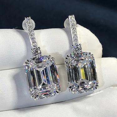 Imagem de Brincos femininos elegantes com zircônia cúbica deslumbrante joia de noiva de luxo, 2.5cm, Latão, Zircônia cúbica