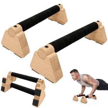 Imagem de Barras Parallettes Bars Rolitwils, suporte de mão de madeira e barras 