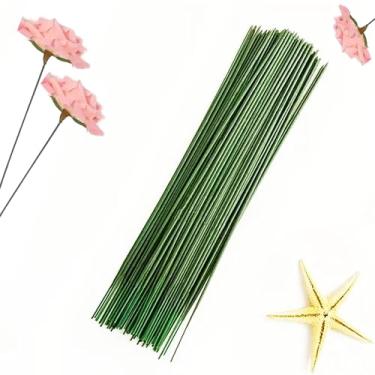 Imagem de Pacote com 45 hastes de filamento verde com conchas de plástico – Materiais de artesanato de rosas de cravo artificial, hastes florais flexíveis para arranjos artesanais