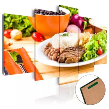 Imagem de Kit quadro decorativo 5 peças 95x60cm Prato De Comida