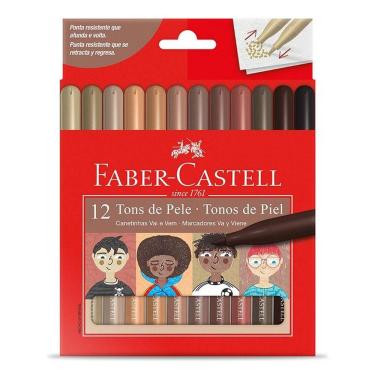 Imagem de Canetinha Hidrográfica Ponta Vai E Vem 150112vvcczf 12 Cores Tons De Pele - Faber Castell