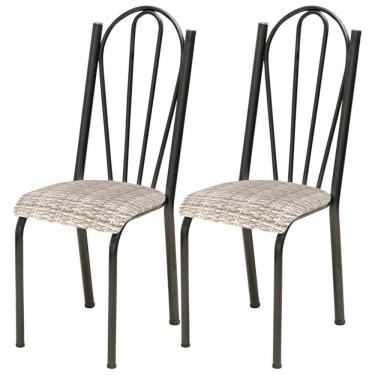 Imagem de Kit 02 Cadeiras Tubular America 021 Cromo Preto Assento Rattan Artef Rattan