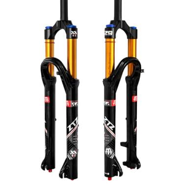 Imagem de ZTZ Garfo de suspensão pneumática MTB de 26/27,5/73.7 cm, suportes atualizados de 34 mm e viagem de 140 mm, ajuste de rebote, direção reta, QR de 9 x 100 mm, garfo frontal de bloqueio manual para XC