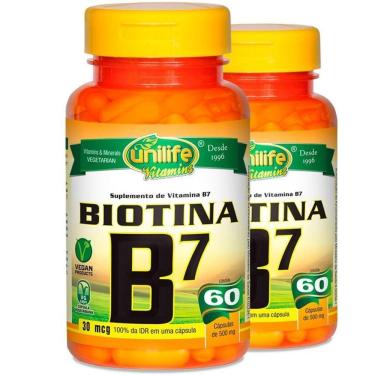 Imagem de Kit 2 Vitamina B7 Biotina 60 Cápsulas Unilife