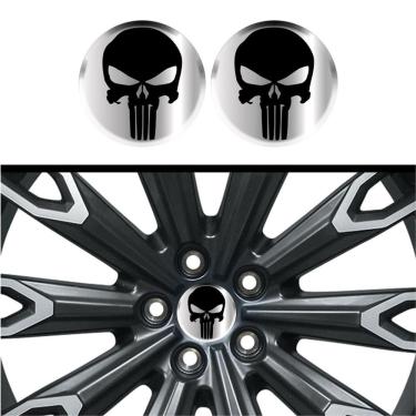 Imagem de Kit 4 Emblema Justiceiro Logo Preta Fundo Cromo 48 Mm Cromo