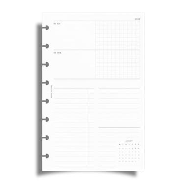 Imagem de Cloth & Paper Inserções de agenda semanal datadas de 2026 - início de segunda-feira | Tamanho de meia carta 14 x 21 cm | 8 perfuradores horizontais de layout semanal, 214 páginas datadas | Recarga