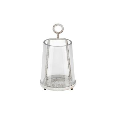 Imagem de Lanterna furacão de metal moderna de 10 cm de largura com manga de vidro resistente feita à mão em branco vintage para velas e plantas de pilar de 5 cm, Farmhouse HurricaneIndustrial, Minimalista