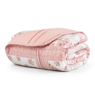 Imagem de Edredom Queen 220x240 Micropercal 200 Fios Dupla Face Toque Macio Bloqueio Térmico – Cobertor Manta Casal Premium (ROSA PATCH)