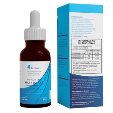 Imagem de Vitamina Líquida B12 + D3 + K2 Bari Saúde 30ml Alta Absorção Frutas Vermelhas