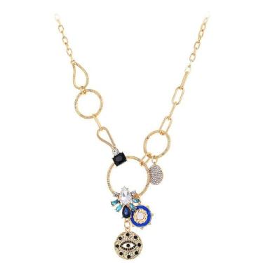 Imagem de JOYEAR Colar de clipe de papel feminino, pingente de olho turco, dourado, grosso, boêmio, presente unissex, Standard, Liga de aço, Diamante sintético