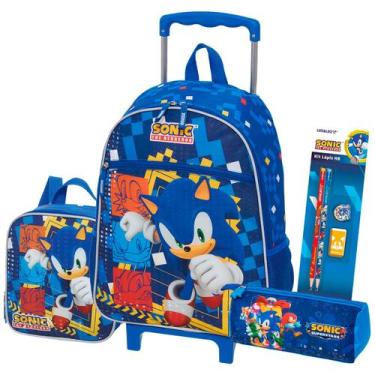 Imagem de Kit mochila escolar carrinho sonic + lancheira + estojo 2026 - Pacific