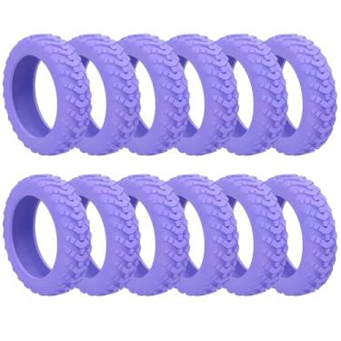Imagem de LUMINFLY Capas de roda de bagagem roxas, protetores de borracha para malas, redutores de ruído, antiderrapantes, serve para rodas de 2 a 6 cm, conjunto de 24