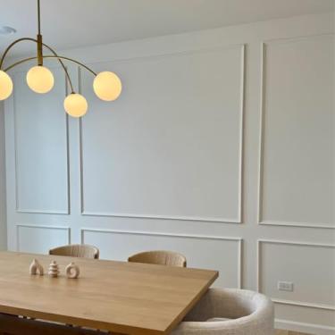 Imagem de JPM Kit de moldagem de parede Peel and Stick – Conjunto de 6 molduras de acabamento de parede pré-cortadas | Painéis de acabamento decorativos autoadesivos | Telescópio DIY, corredores e sala de estar