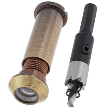 Imagem de HOJLKLD Olho mágico do visualizador de porta de 12 mm, furo de espião de latão sólido de 160 graus com broca para portas de 3,5 a 6 cm, visualizador de olho de porta de 1,27 cm para hotel de