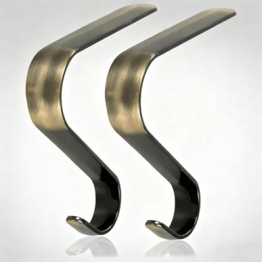 Imagem de 1 gancho de armazenamento de Natal – Ganchos de metal bronze para pendurar meias de manto de lareira de Natal, ideal para decoração de casa e festa em família