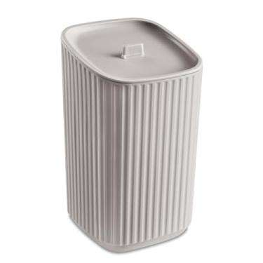 Imagem de Porta Algodão Cotonete Quadrado Banheiro Quarto c Tampa (Cinza Claro)