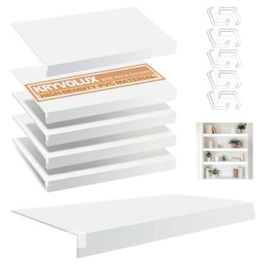 Imagem de 5 capas para rack de arame, 61 x 30,5 x 7,6 cm, capa de prateleira de despensa de PVC com 0,8 cm de espessura, capas de prateleira removíveis para armário, decoração de cozinha, banheiro, escritório