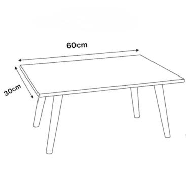 Imagem de Mesinha De Centro Mesa Pequena Decorativa Sala de Estar Pés Palito Madeira Maciça (OFF WHITE/FREIJÓ)