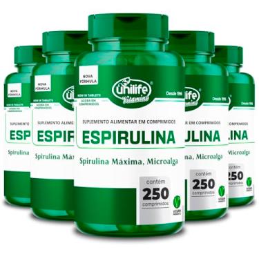 Imagem de Kit 5 Espirulina Unilife 250 Comprimidos 1000mg